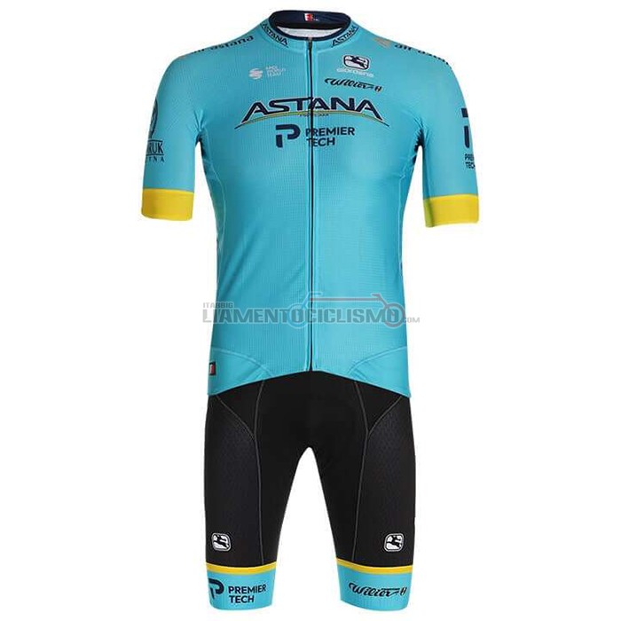 Abbigliamento Ciclismo Astana Manica Corta 2020 Giallo Blu
